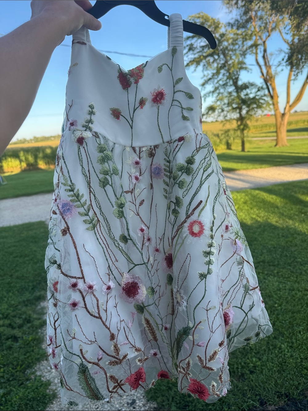 Azazie White Floral Embroidered Girls' Dress